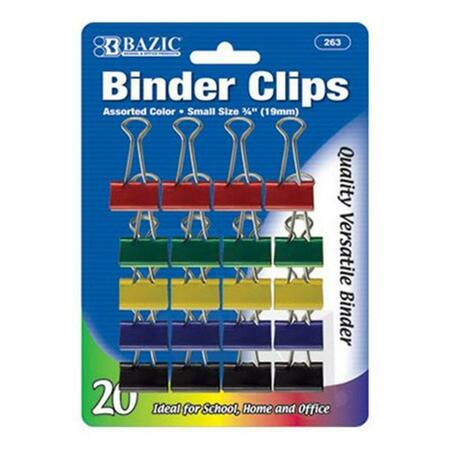BAZIC PRODUCTS Bazic BAZIC Small 3/4in 19mm Assorted Color Binder Clip 20/Pack Pack of 24 263